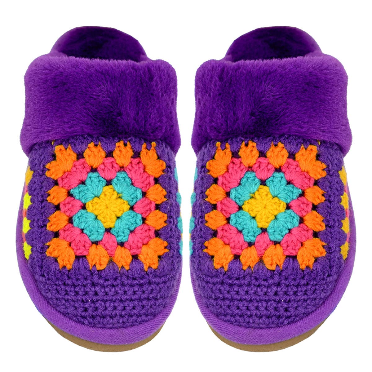 Handmade Crochet C.C Slippers SPE7393: Purple / SM/MD