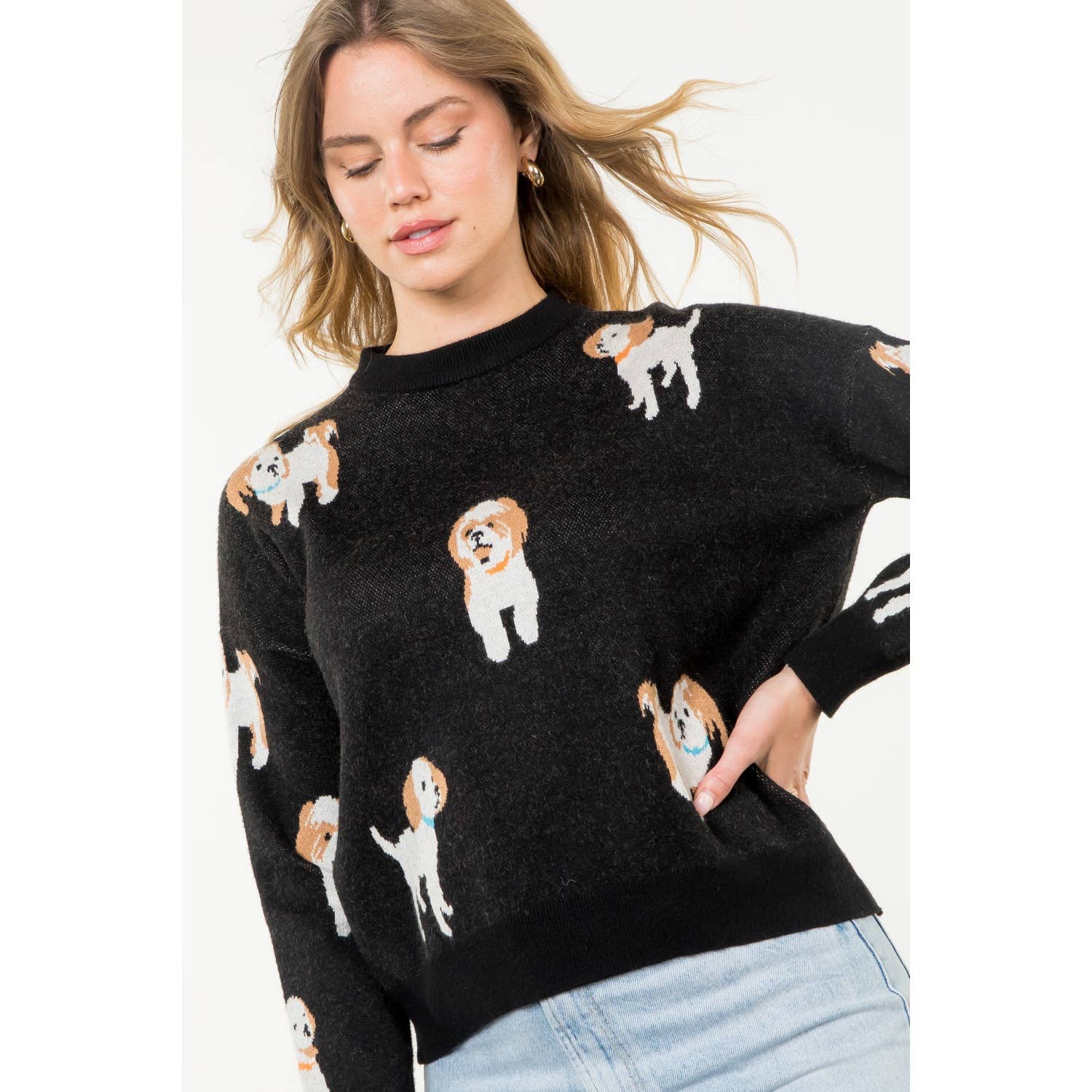 Dog Knit Sweater: BLACK