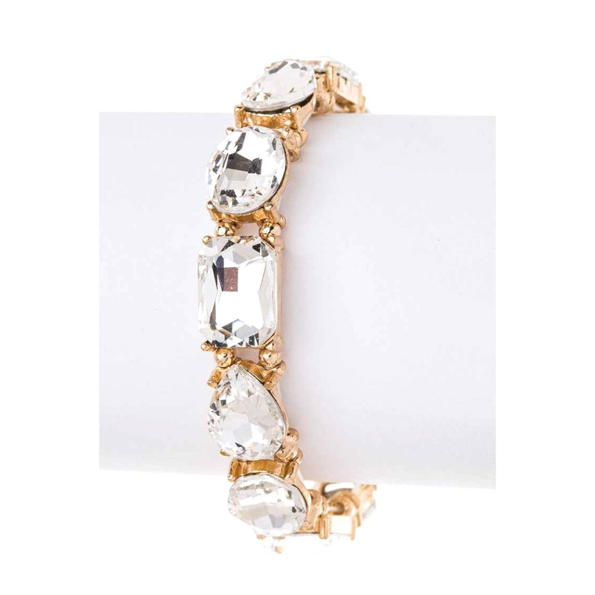 Mix Crystal Stretch Bracelet: Gold/Multi