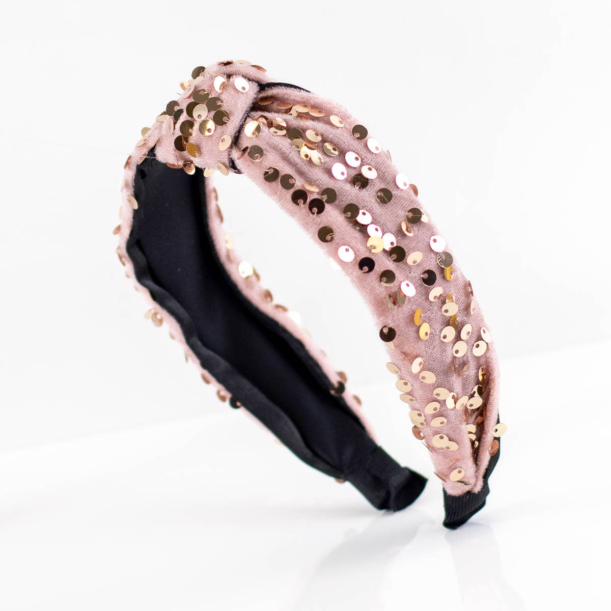 Sequin Knotted Headband Rose Gold One Size