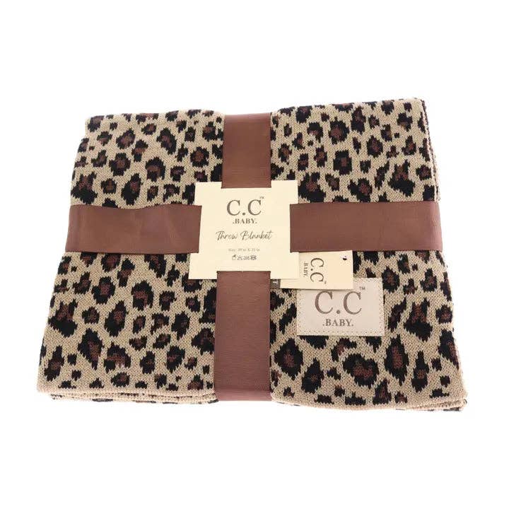 BABY C.C Leopard Pattern Blanket BBL80: White