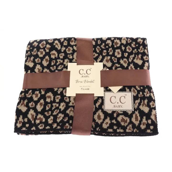 BABY C.C Leopard Pattern Blanket BBL80: White