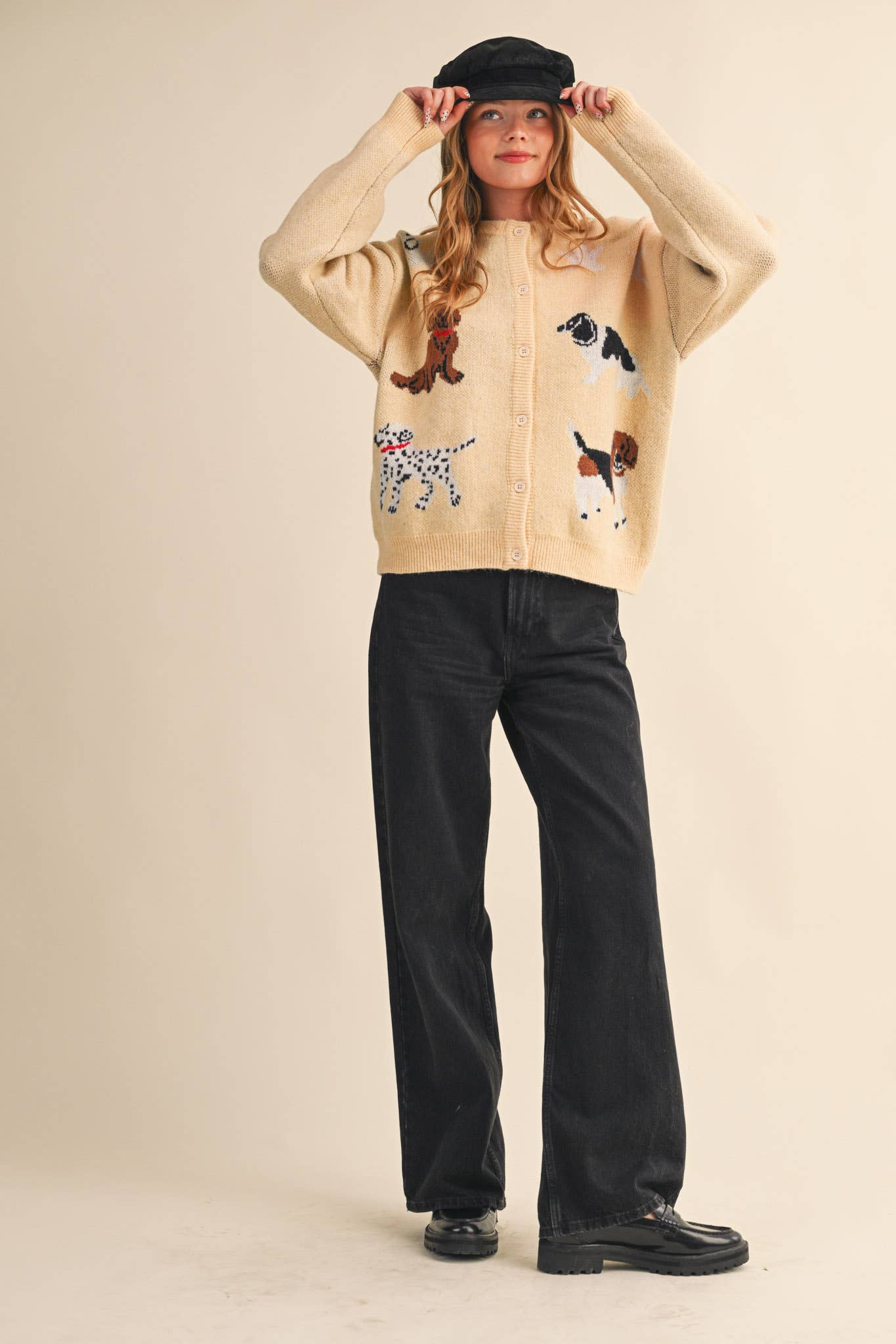 DOG KNIT SWEATER CARDIGAN: Red