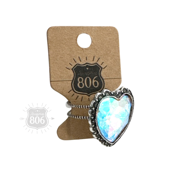 Rhinestone heart ring: AB