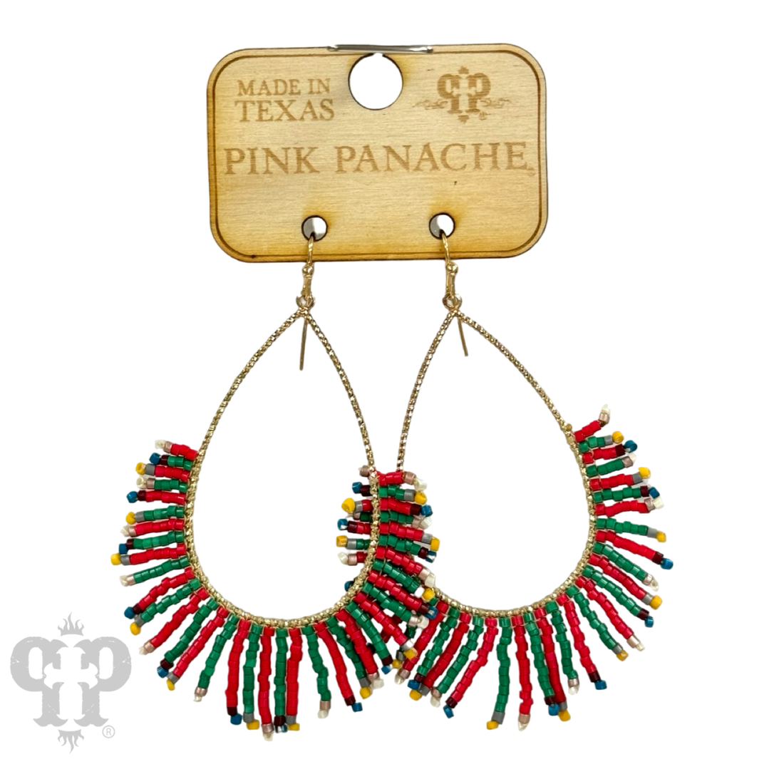 Christmas fringe earring - Red, Pink Panache- Made in Texas