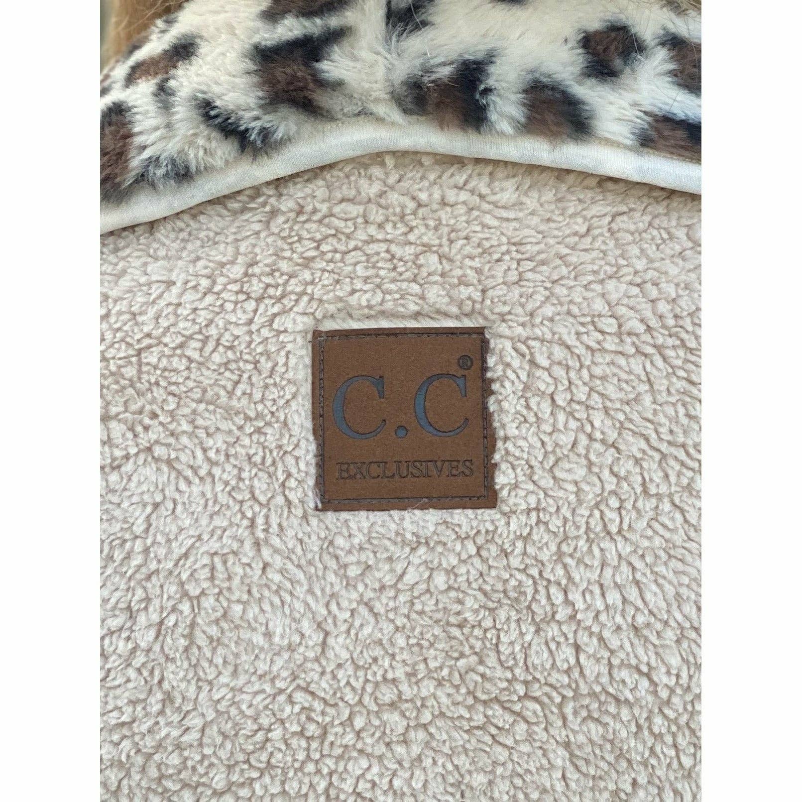 Reversible Leopard Print Sherpa/Faux Fur Vest VT716: S
