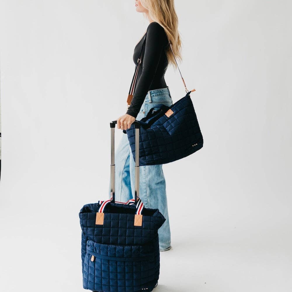 Tenley Quilted Tote Roller Bag: BLACK