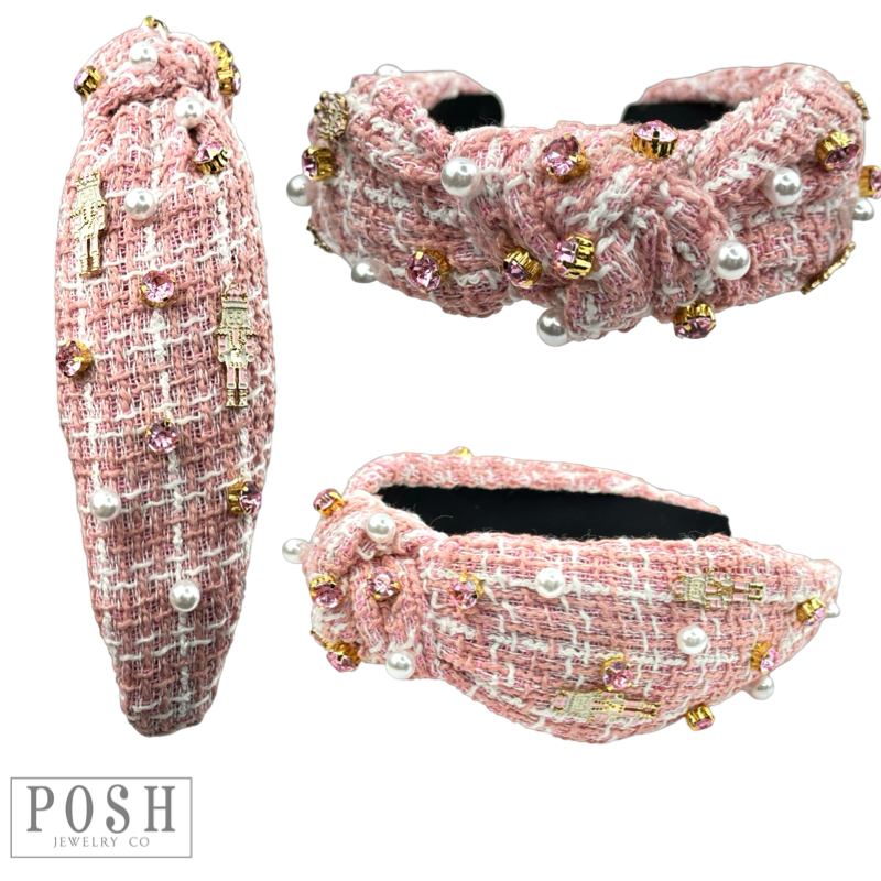 Pink Christmas charm headband: Pink