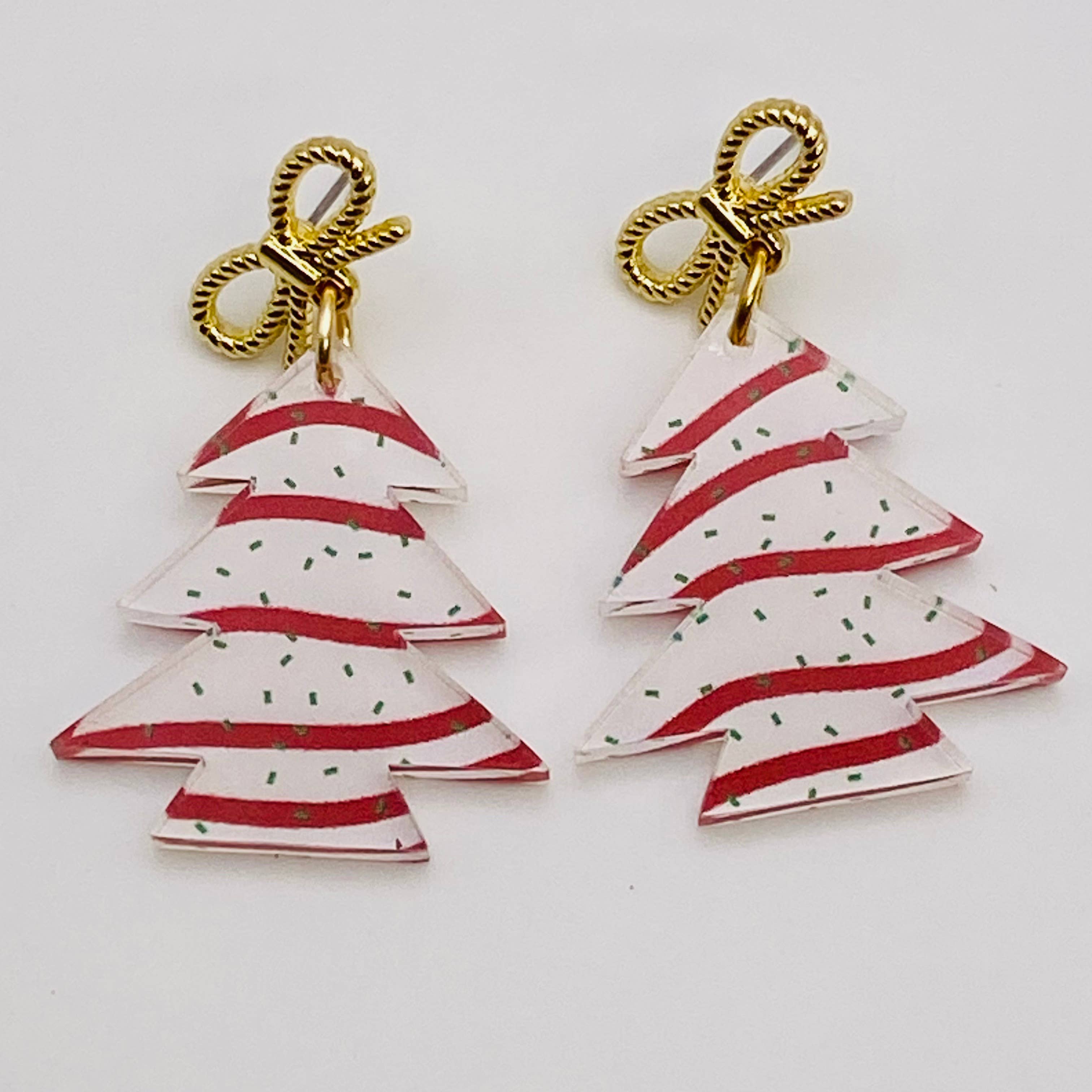 Christmas Cake Festive Acrylic Earrings: Small 1.25"