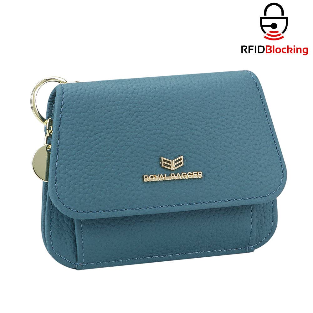 2443 Leather RFID Keychain Wallet: Brown