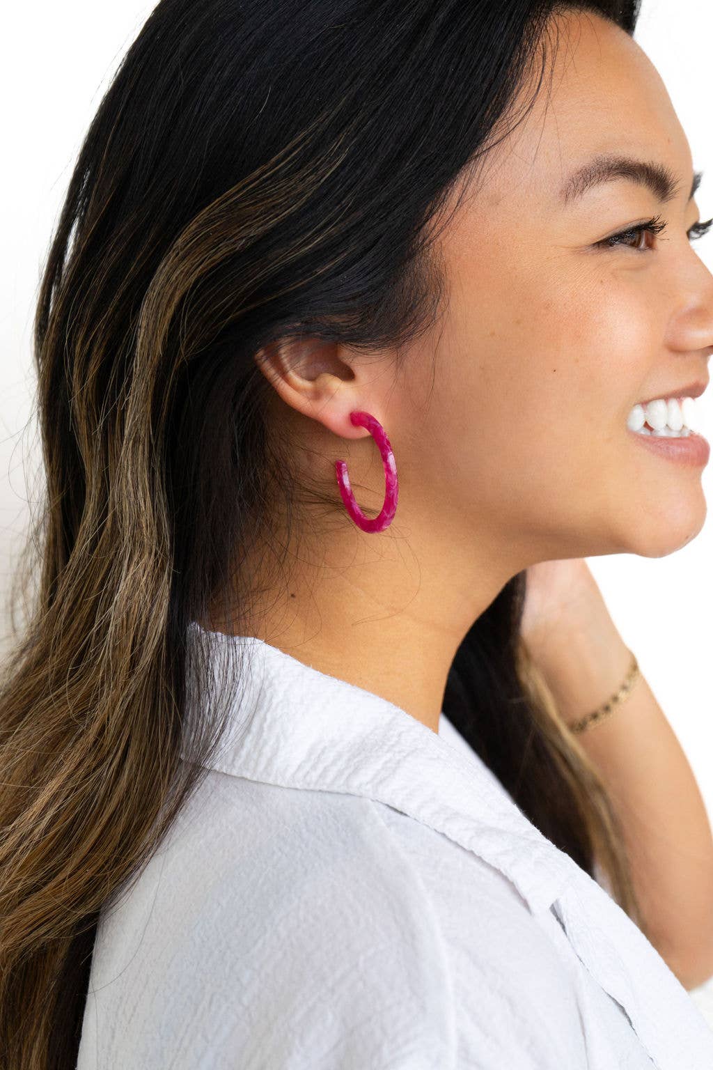 Camy Hoops - Raspberry // Earrings, Jewelry, Gifts