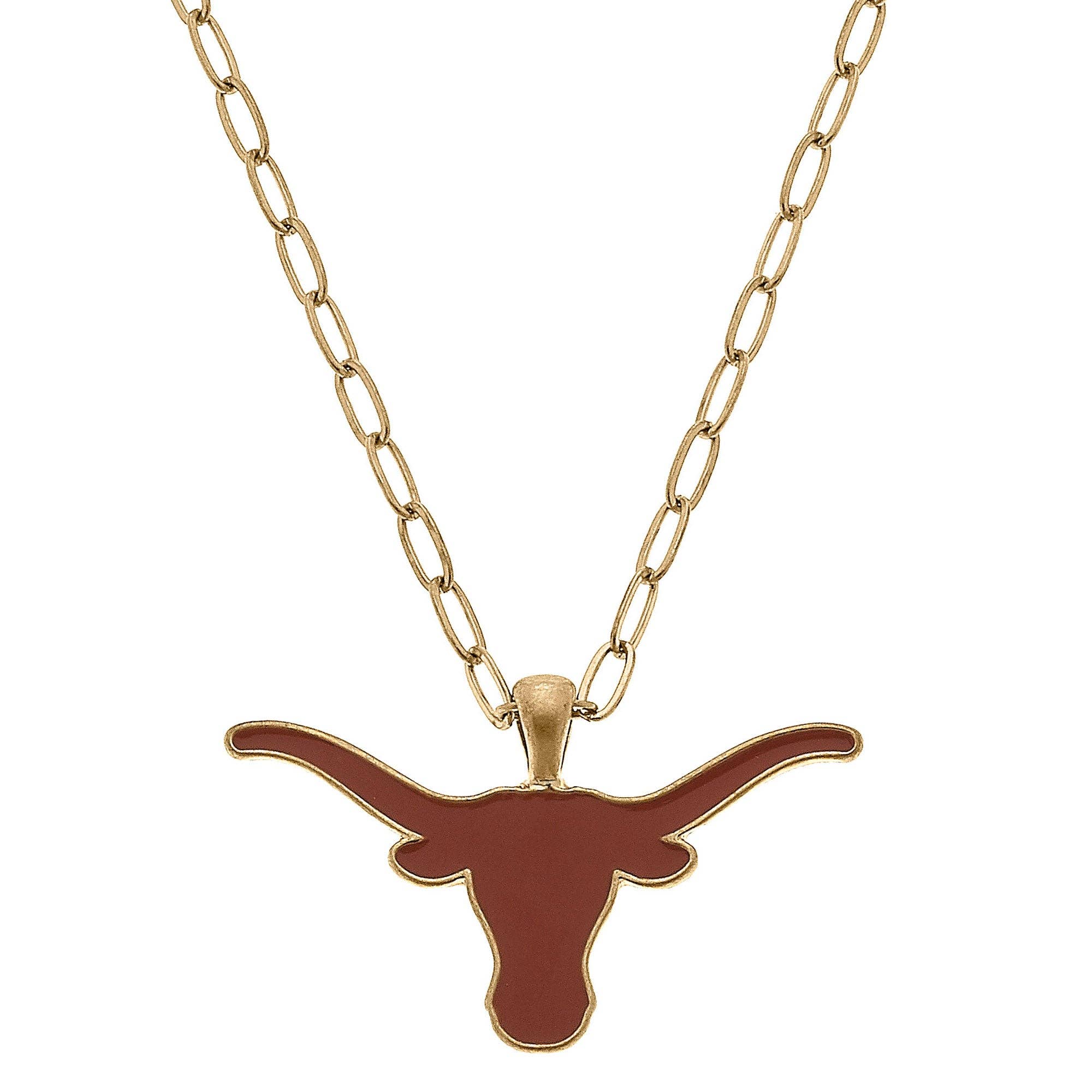 Texas Longhorns Enamel Pendant Necklace in Burnt Orange by Canvas Style