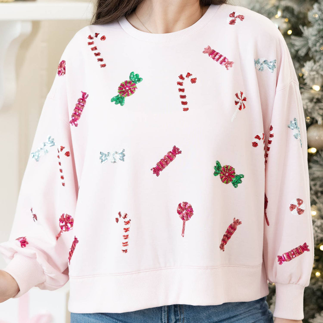 Mary Square Christmas Sweatshirt- Millie Candies, Plus sizes