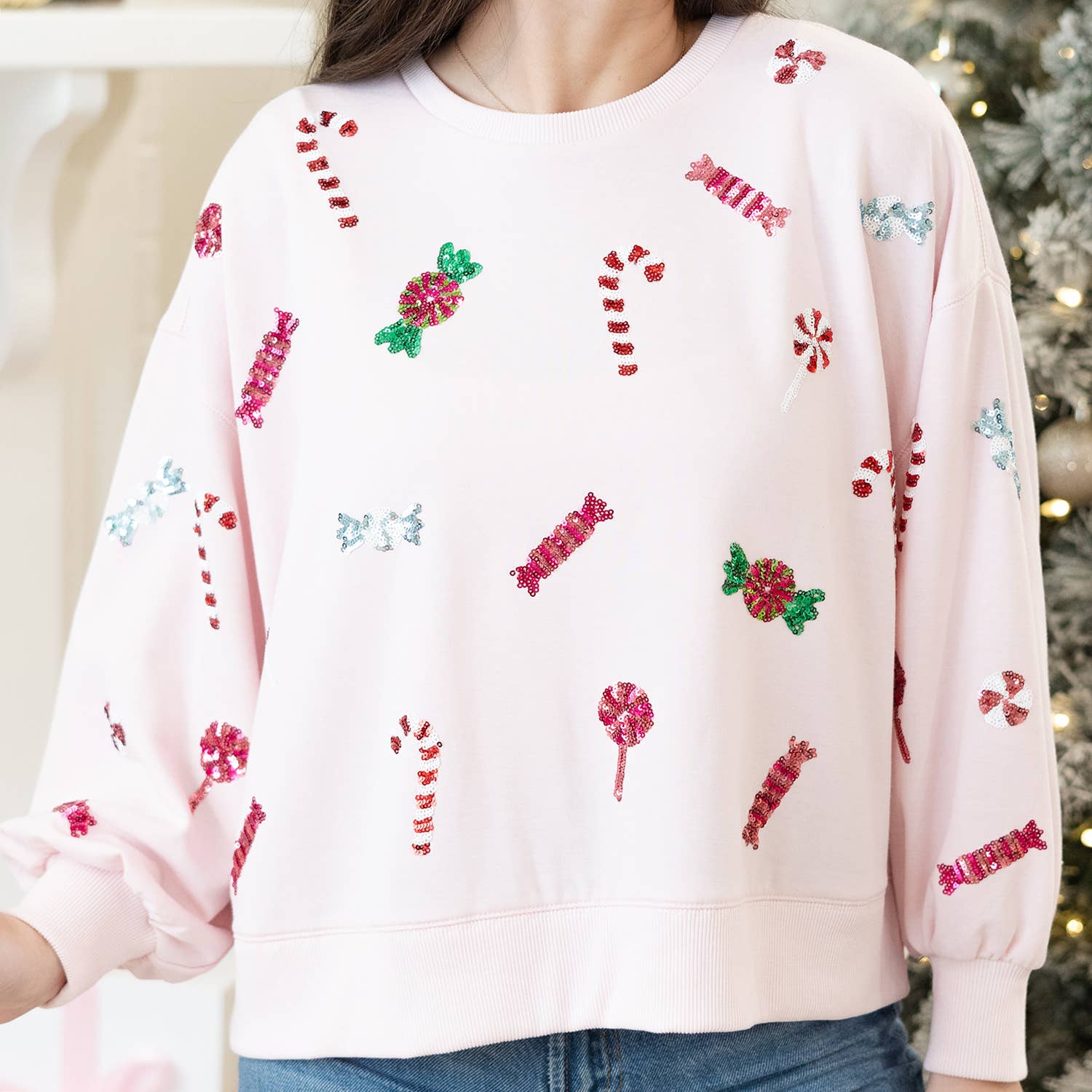 Mary Square Christmas Sweatshirt- Millie Candies, Plus sizes