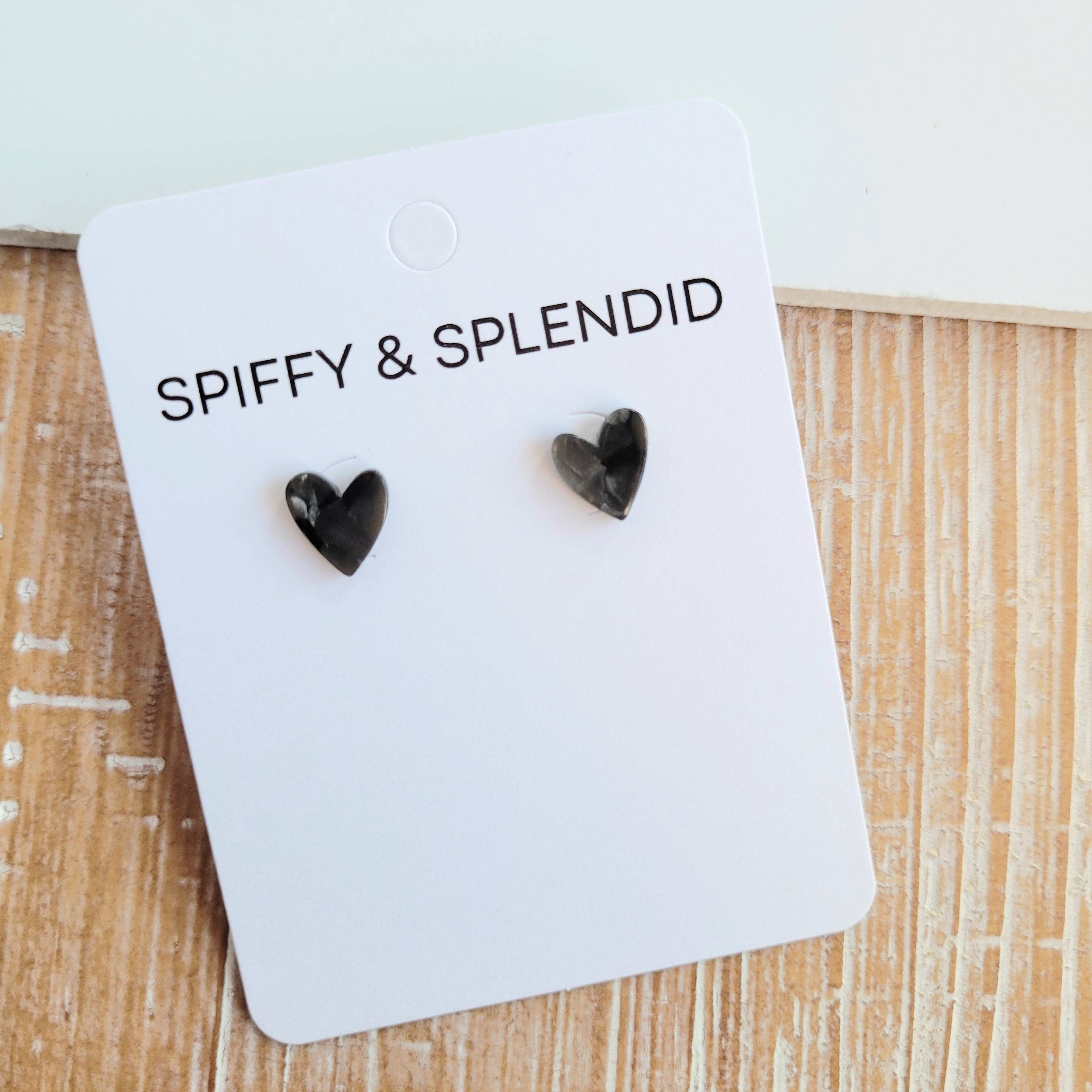 Hand Drawn Heart Studs - Black // Jewelry, Earrings, Gifts, Valentine