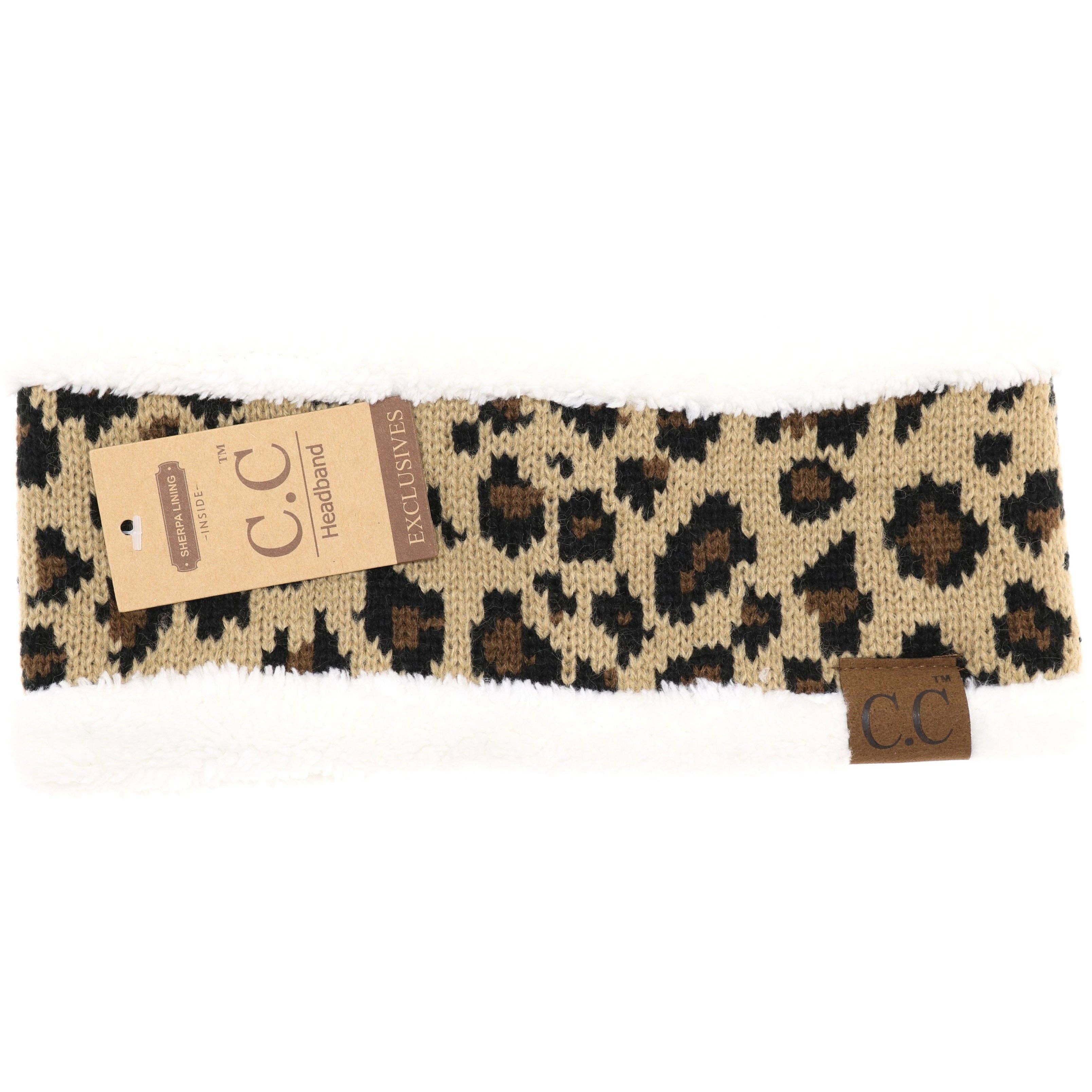 Lined Leopard Print CC Head Wrap: Leopard/Ivory Lined
