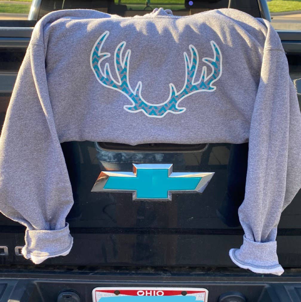 Antler Teal Design Hooded Sweatshirt