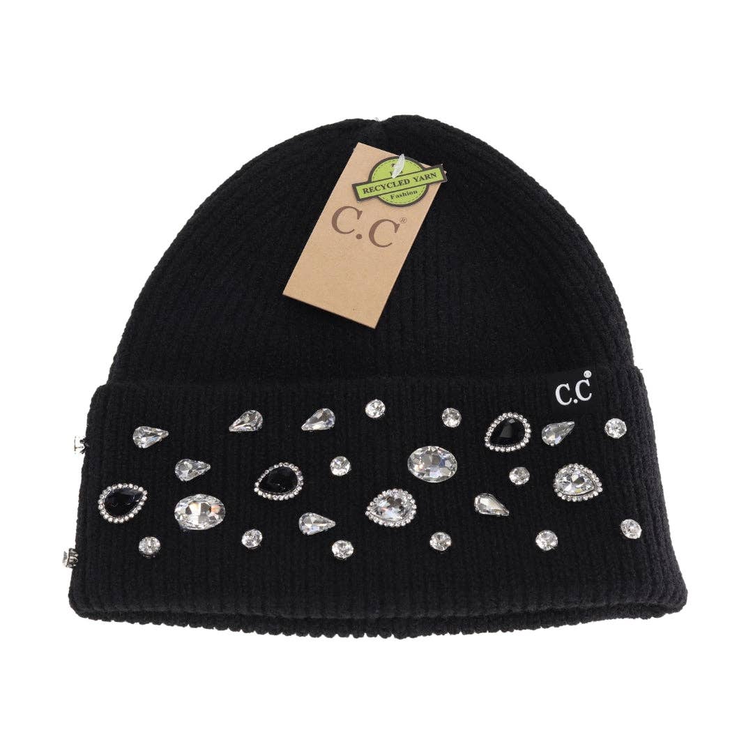 Rhinestone Charm Cuff C.C Beanie HTE0011: Dk. Grey