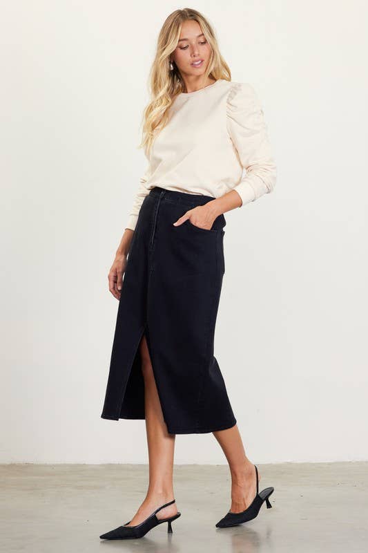 Ruched Sleeve Knit Top
: Cobalt / M