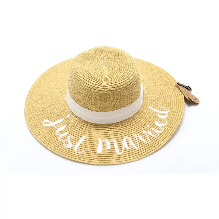 Just Married Sun Hat ST2017: Natural/White Lettering