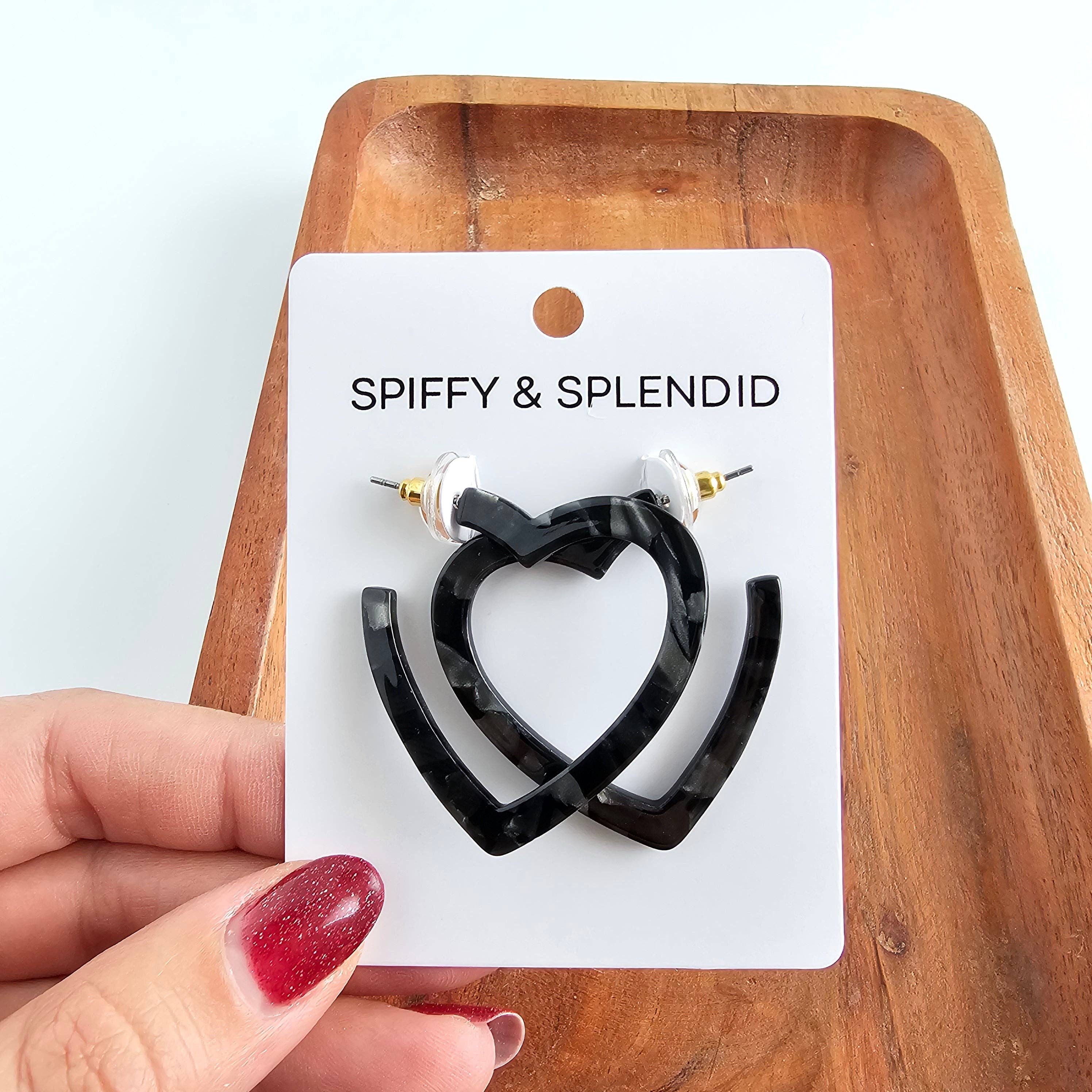Heart Hoops - Black // Valentine&