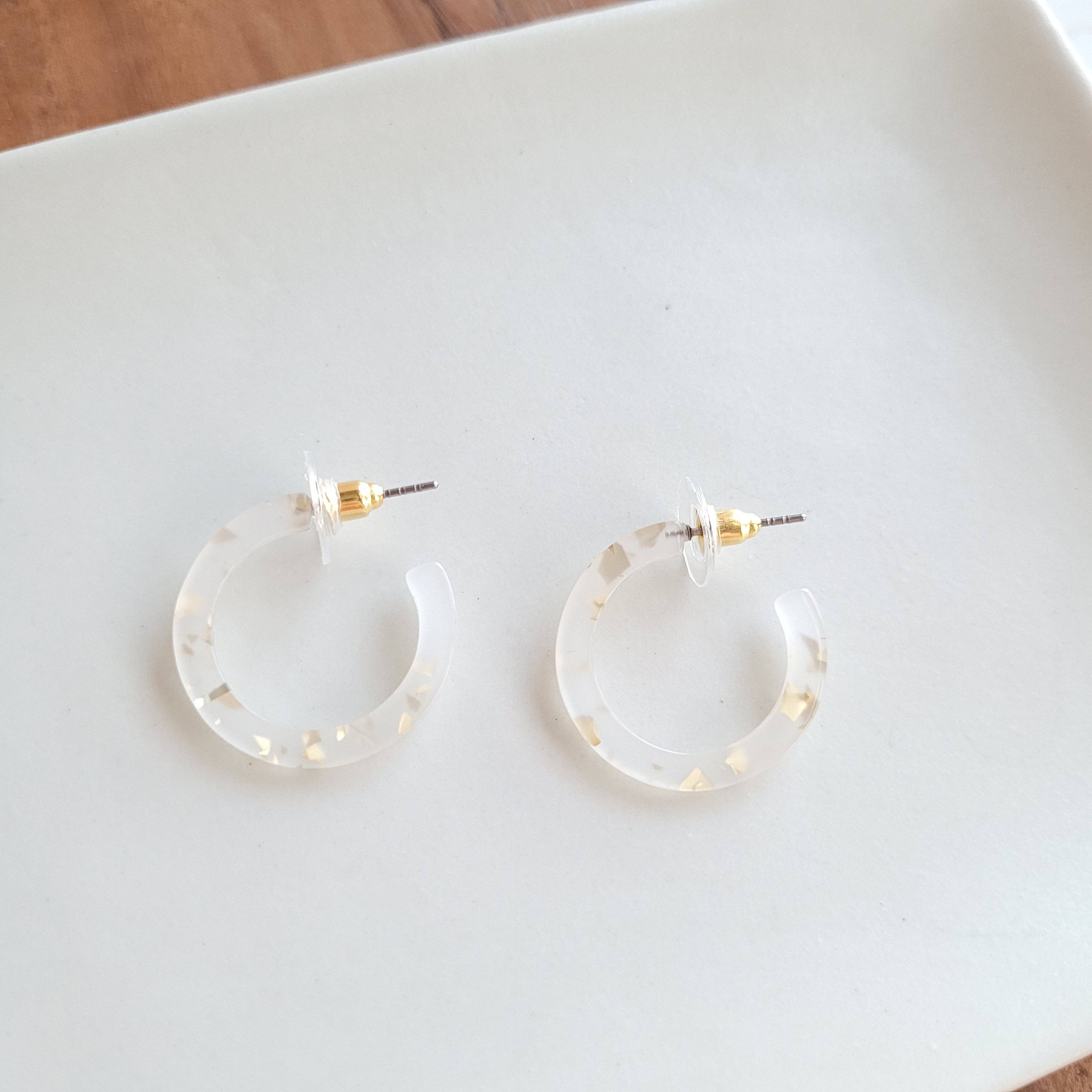 Cam Mini Hoops - Gold Flake // Earrings, Gift