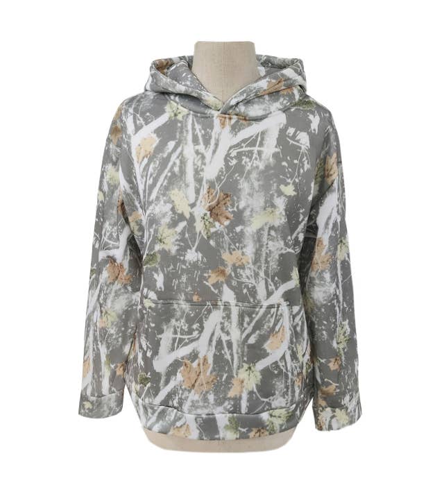 Maple Leaf Print Camouflage Essential Hoodie: NO03 / L