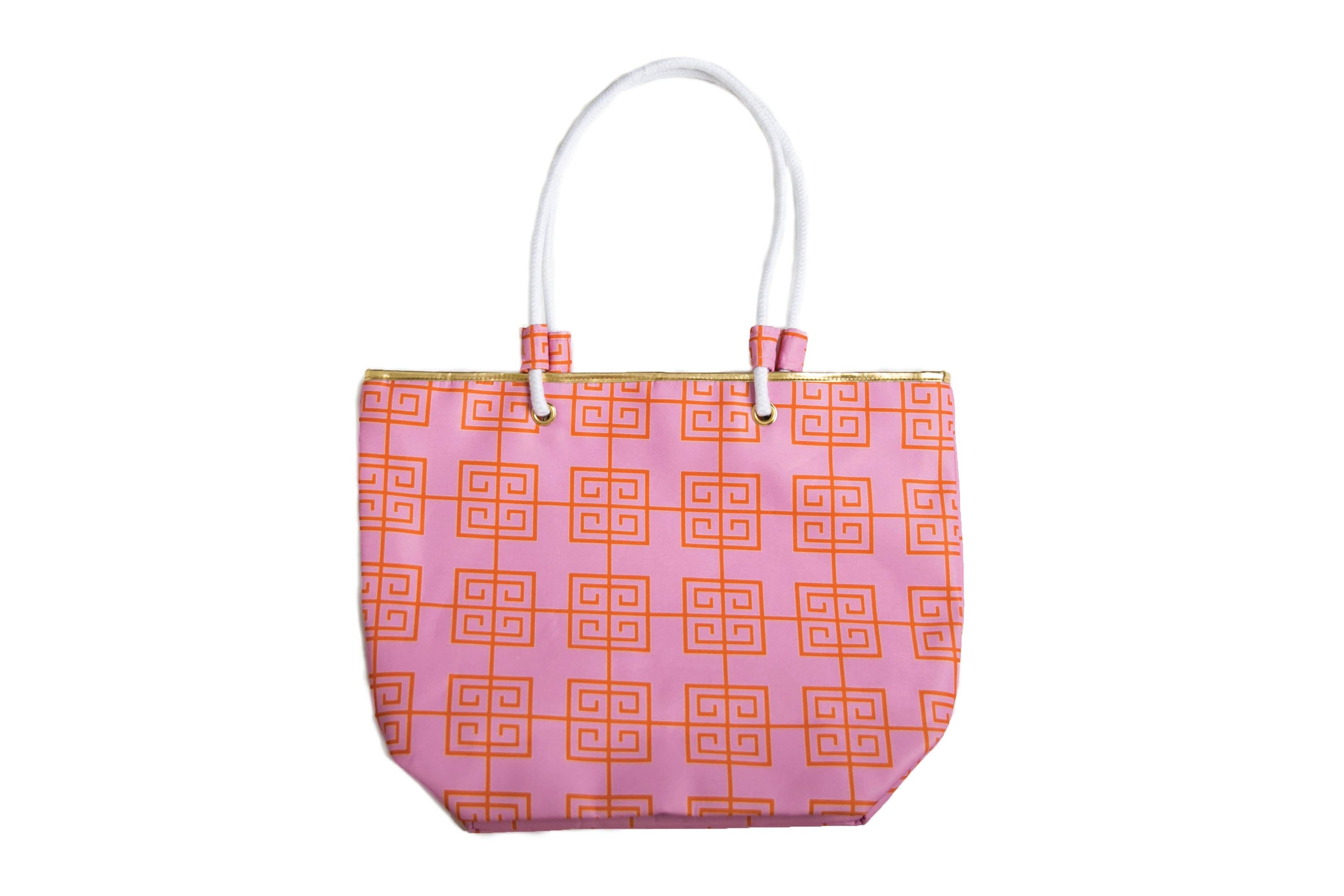 Catalina Tote Bag - Green and White Octagon by TOP IT OFF