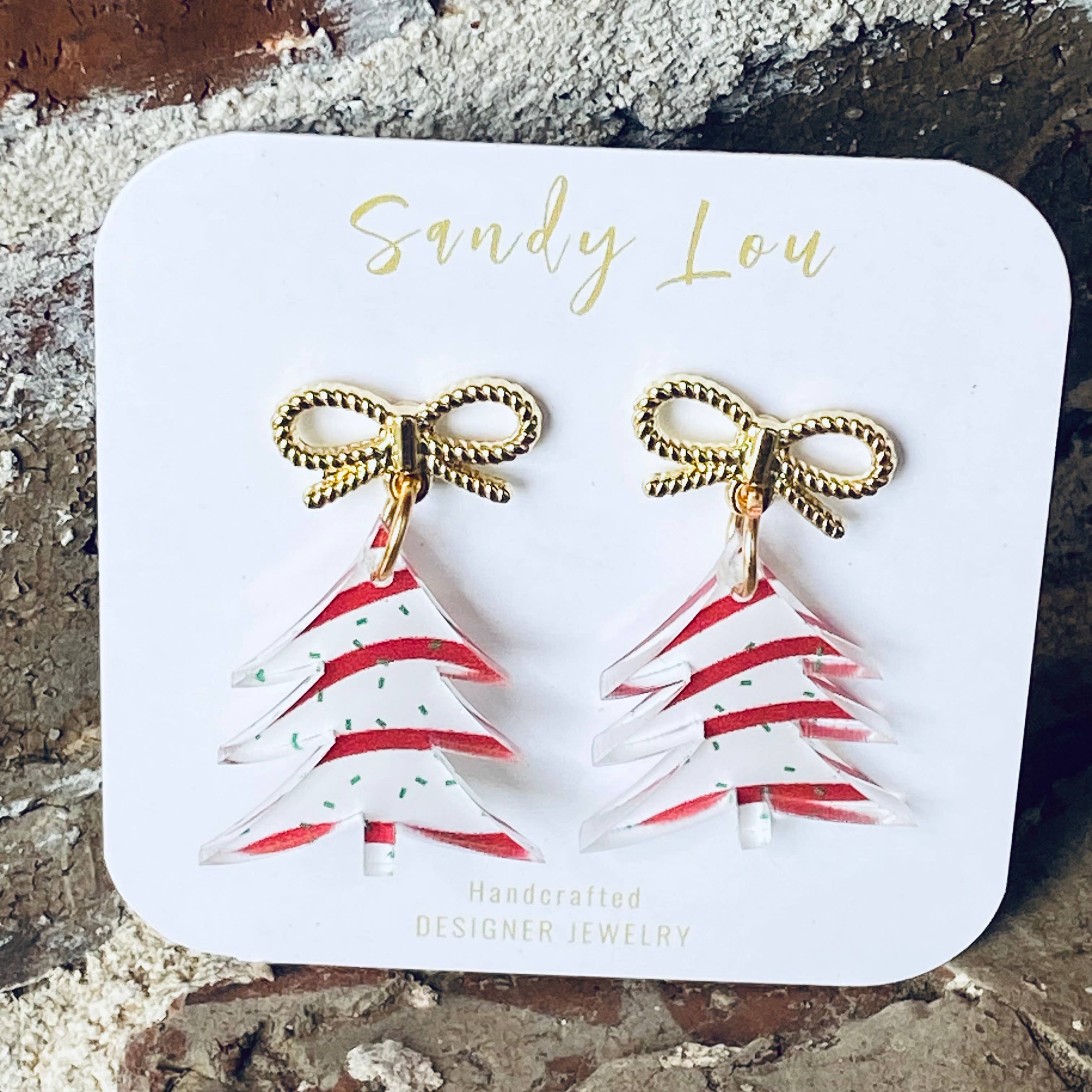 Christmas Cake Festive Acrylic Earrings: Small 1.25"