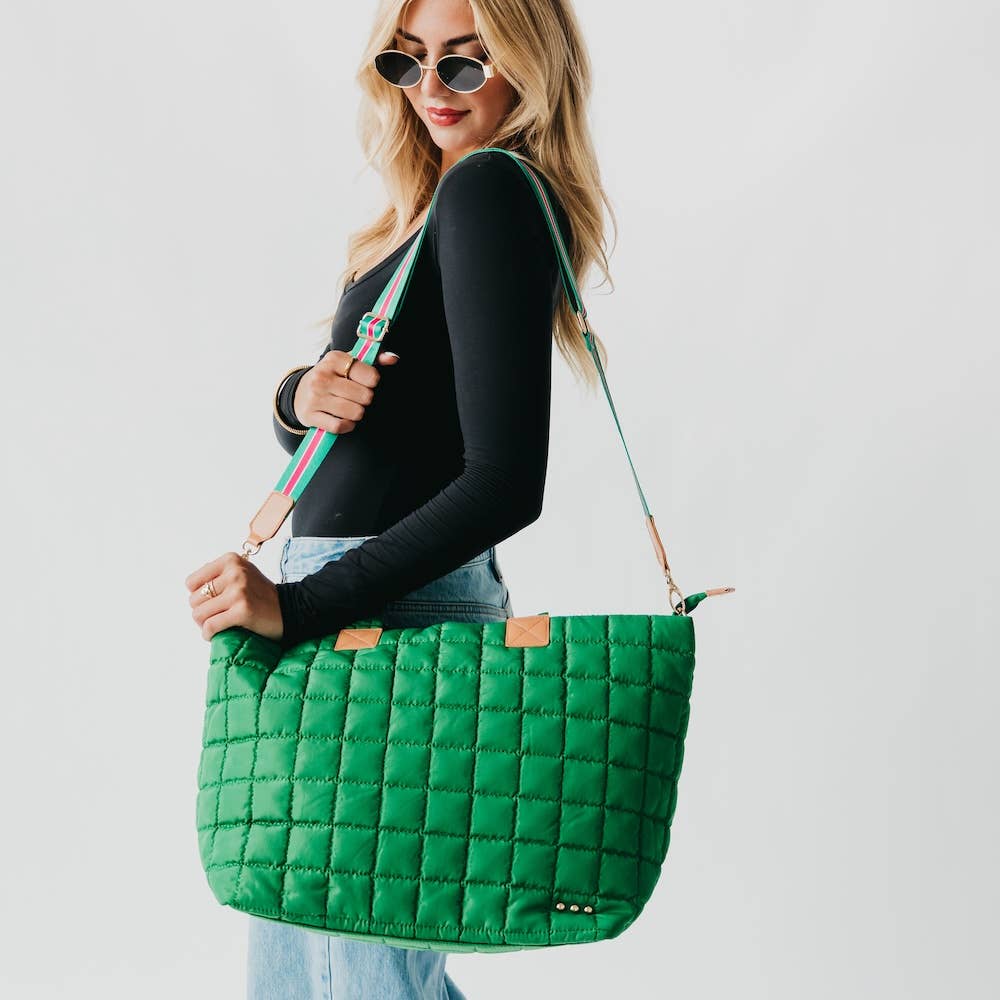 Day Dreamer Quilted Tote Bag: Emerald