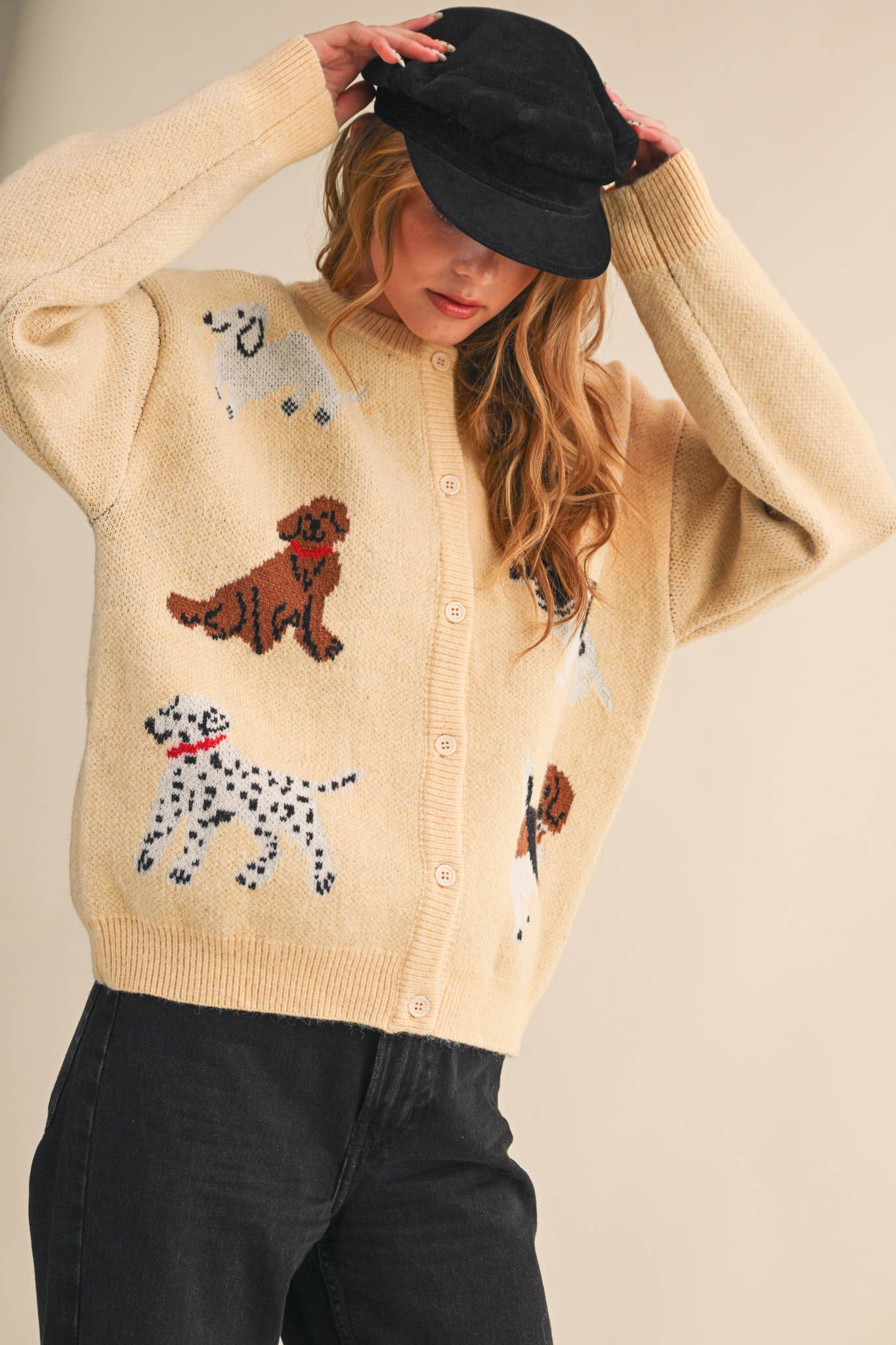 DOG KNIT SWEATER CARDIGAN: Red