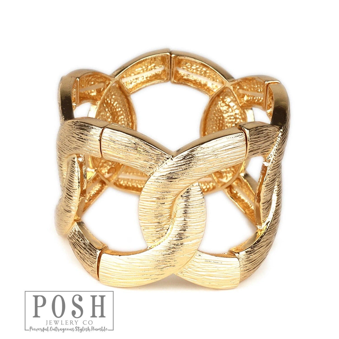 Stretch textured cuff bracelet: Gold