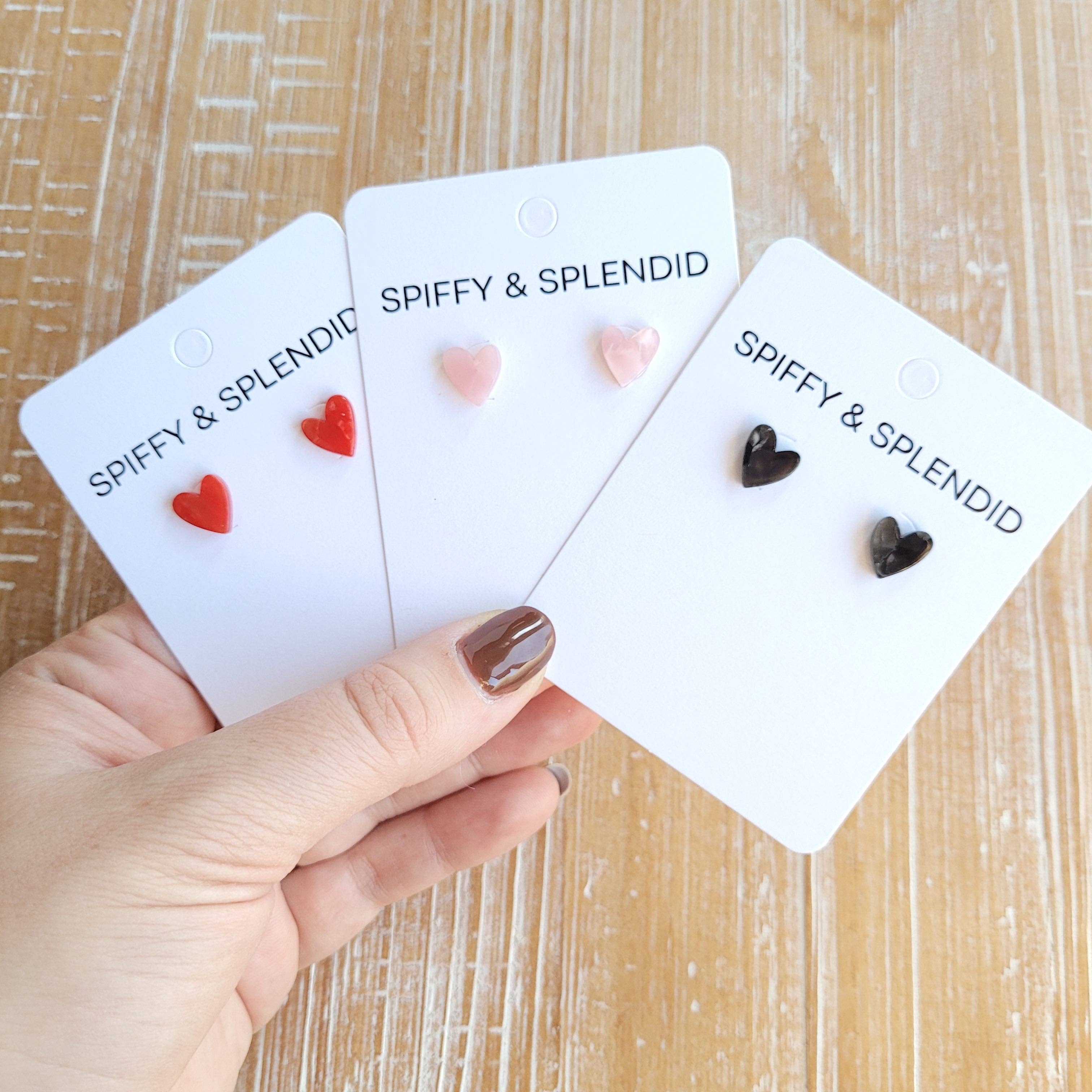 Hand Drawn Heart Studs - Black // Jewelry, Earrings, Gifts, Valentine