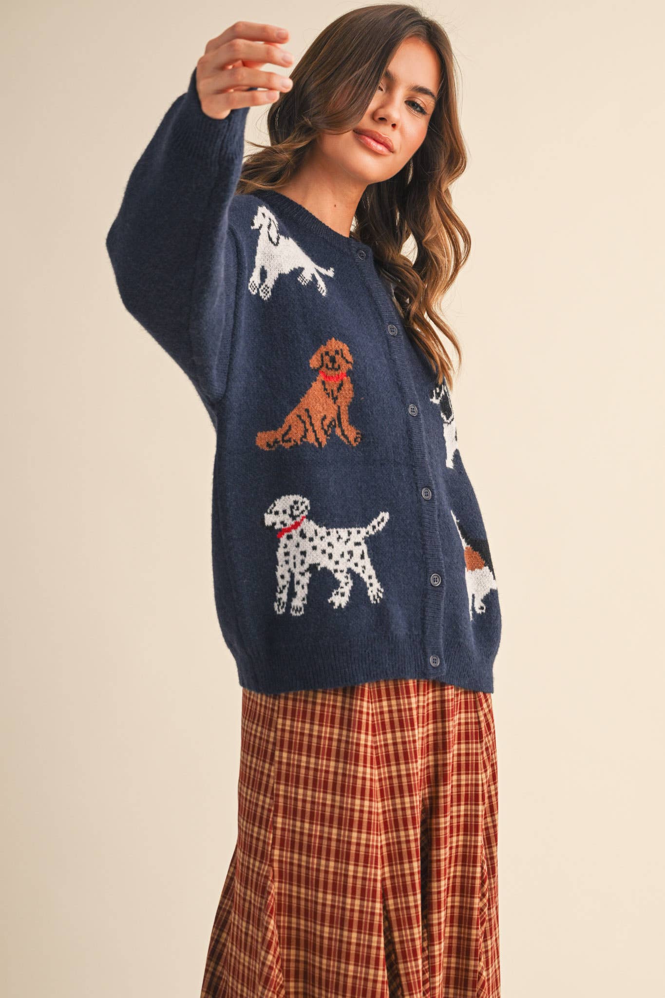 DOG KNIT SWEATER CARDIGAN: Red