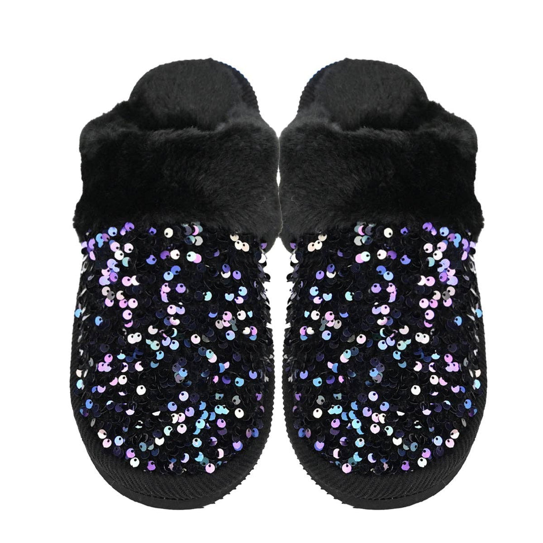 Sequin Faux Fur C.C Slippers SPE0012: Purple / SM/MD