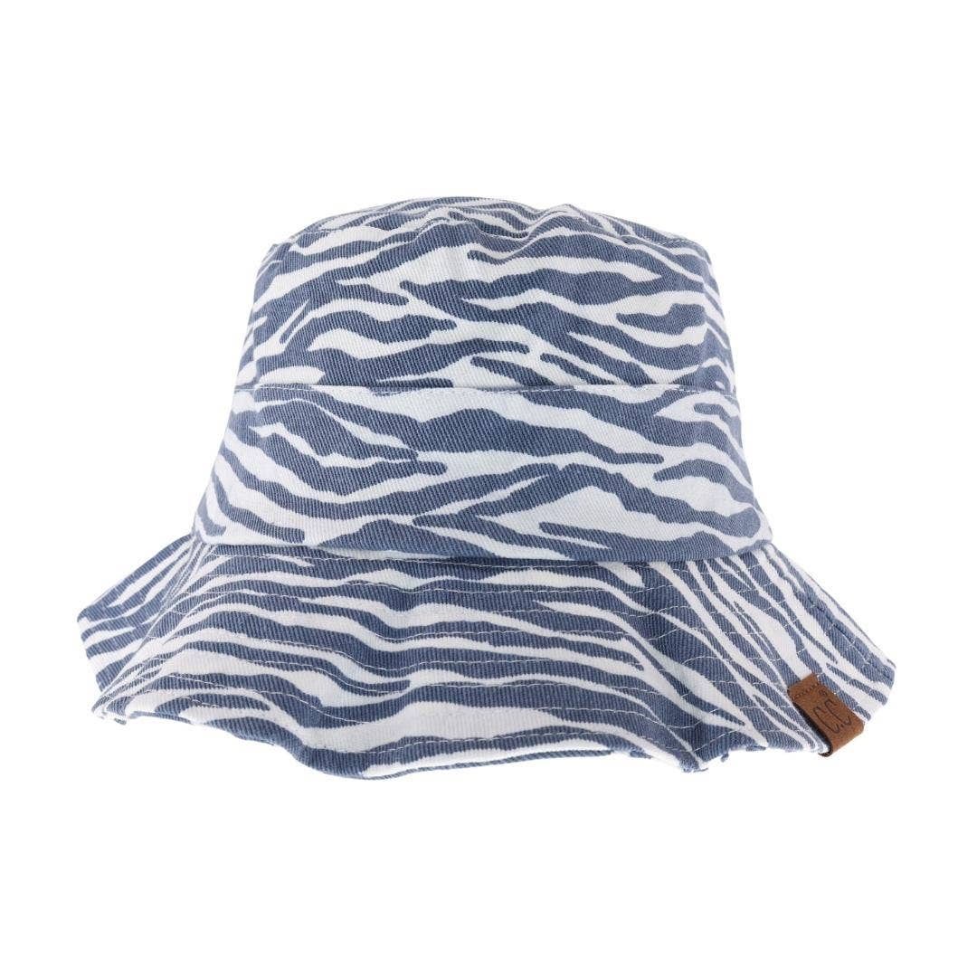 Zebra Print C.C Bucket Hat BK3923: Denim