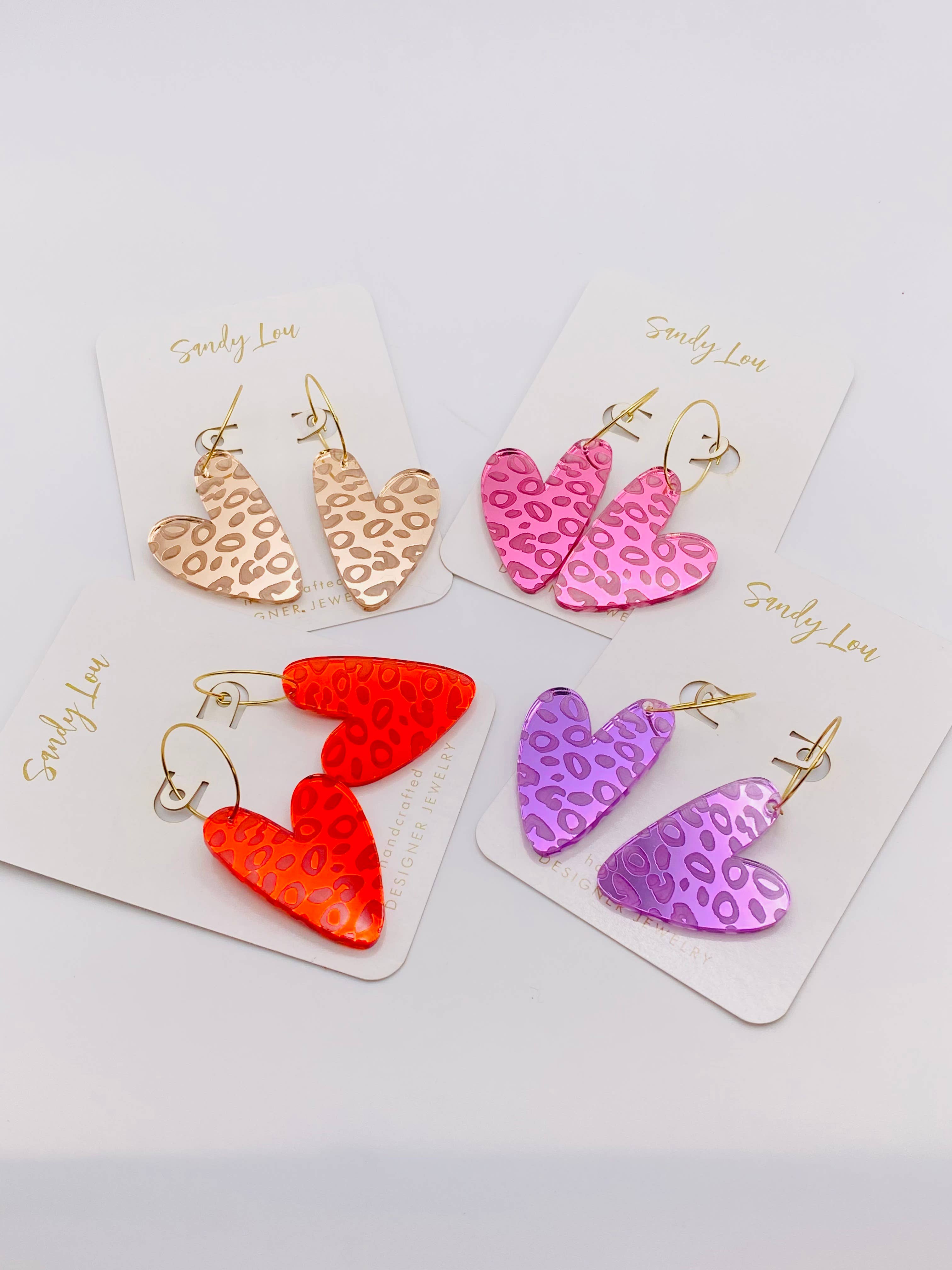 VALENTINE LEOPARD SWEET HEART HOOP PINK EARRINGS