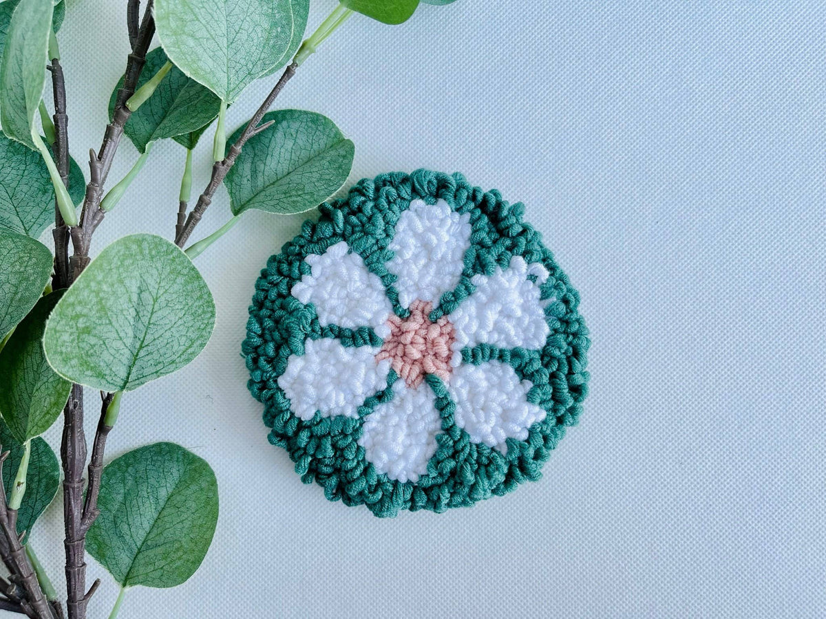 White Beginner Punch Needle Mug Rug Kit