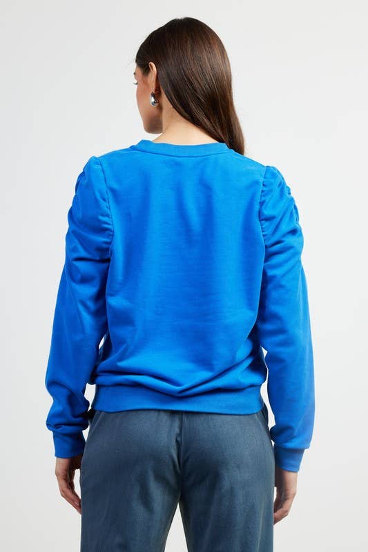 Ruched Sleeve Knit Top
: Cobalt / S