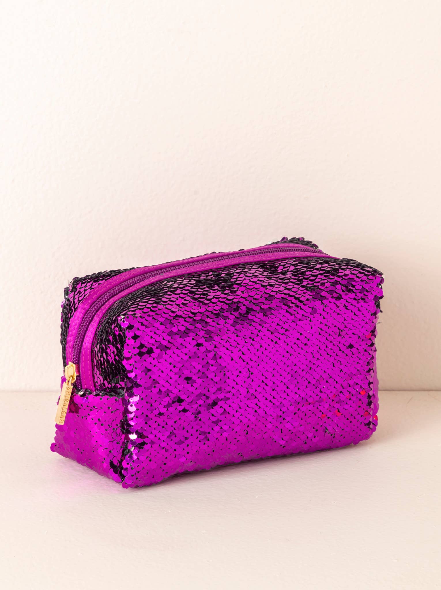 SEQUIN BLING COSMETIC POUCH: Violet