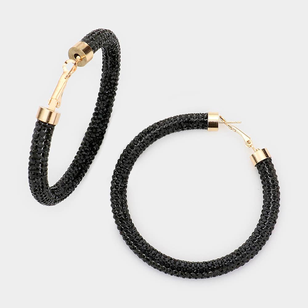 Rhinestone Pave Hoop Earrings
: NV