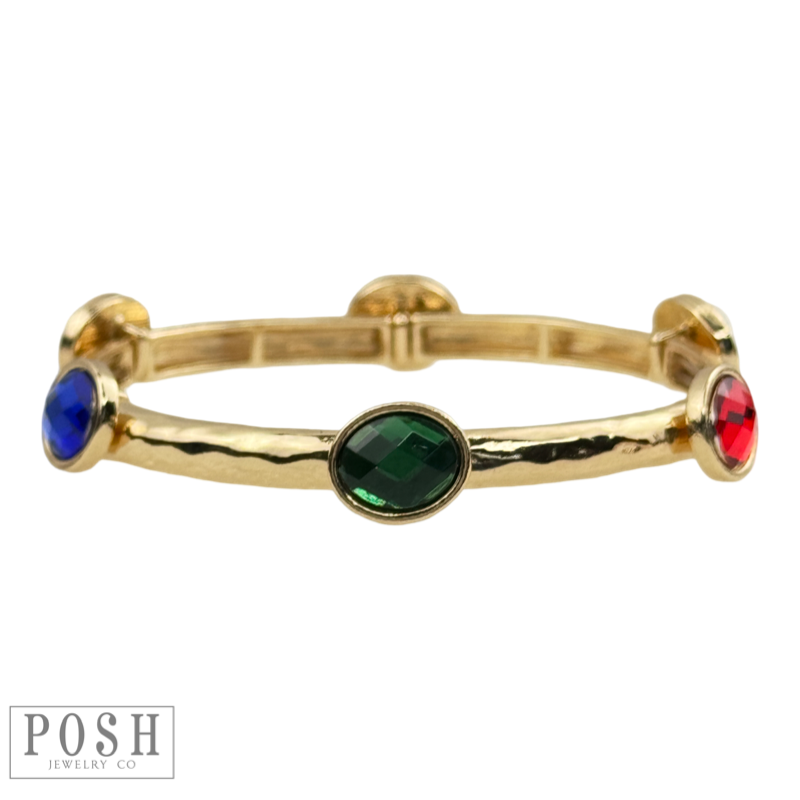 Faceted oval crystal bracelet: Blue