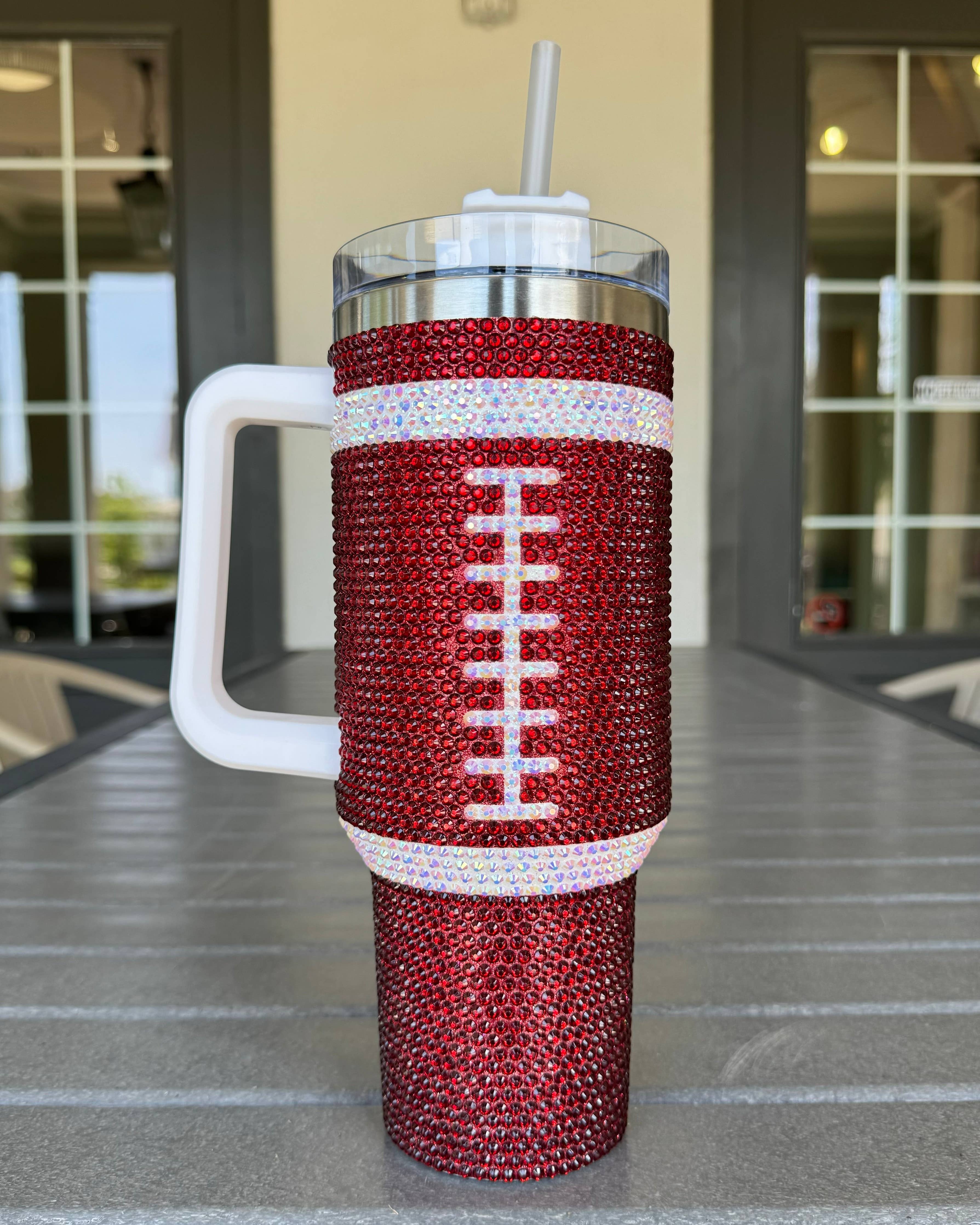 Crystal BURGUNDY/MAROON "Team Spirit" FOOTBALL Tumbler