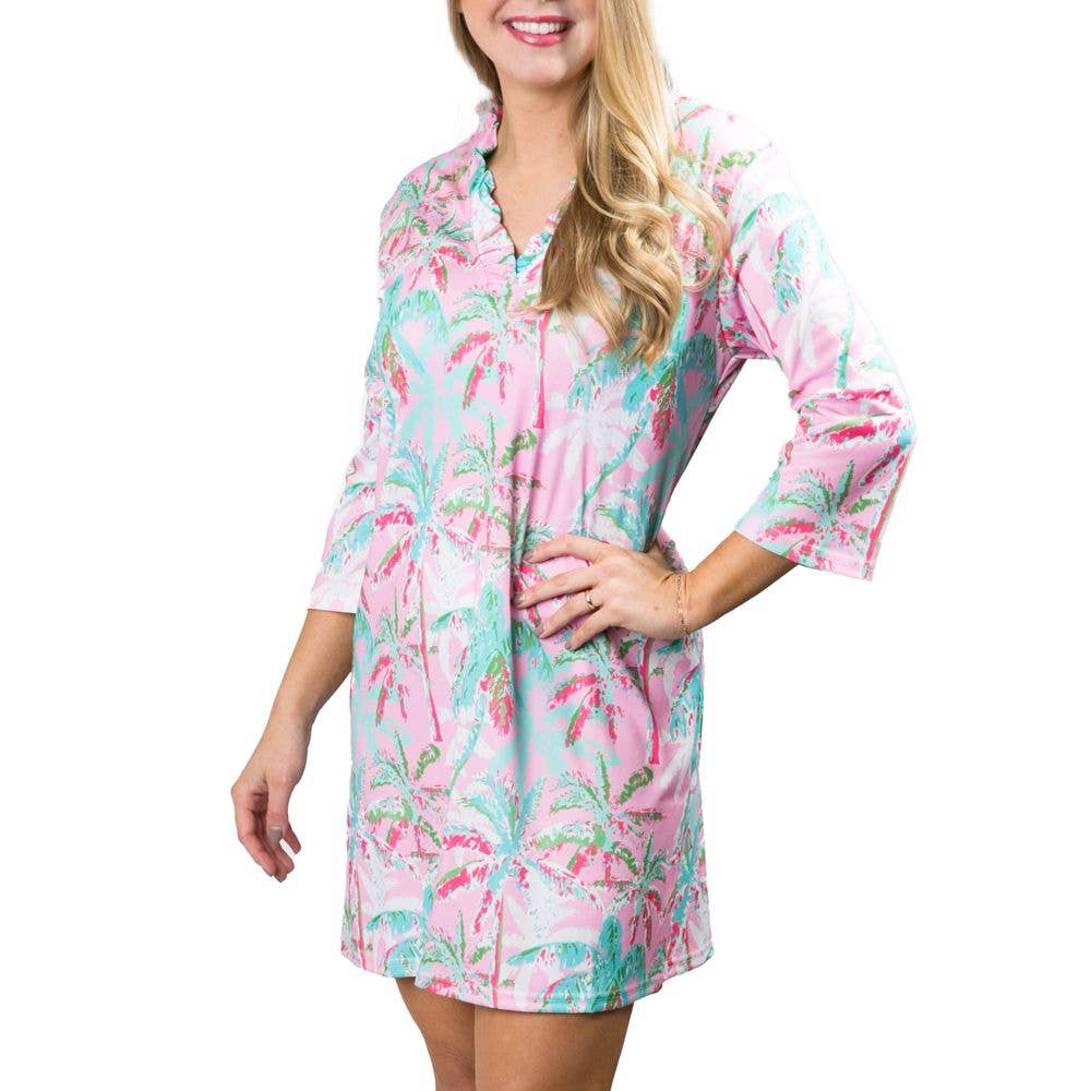 Printed Peyton Dress Pink and Green Greek Key / Small