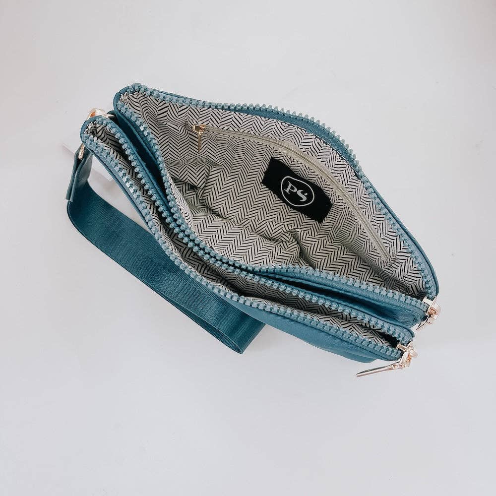 Cove Double Zip Nylon Wristlet Wallet Wholesale: Teal