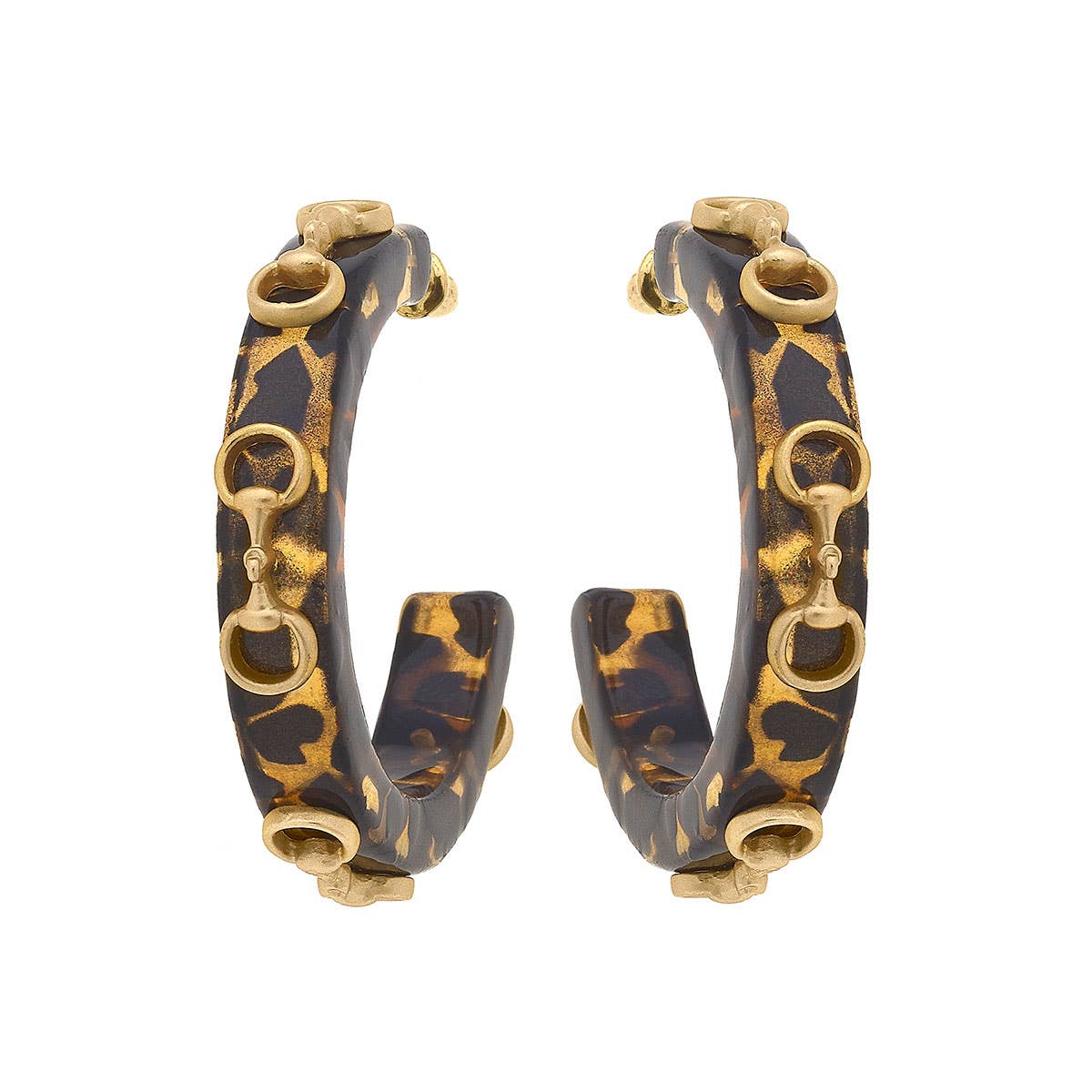 Sutton Horsebit Resin Hoop Earrings: Navy