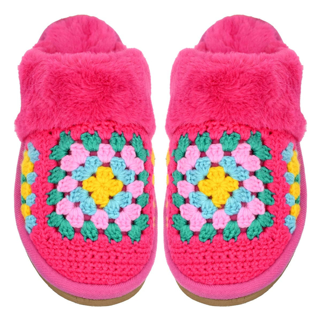 Handmade Crochet C.C Slippers SPE7393: Fushcia / SM-MD