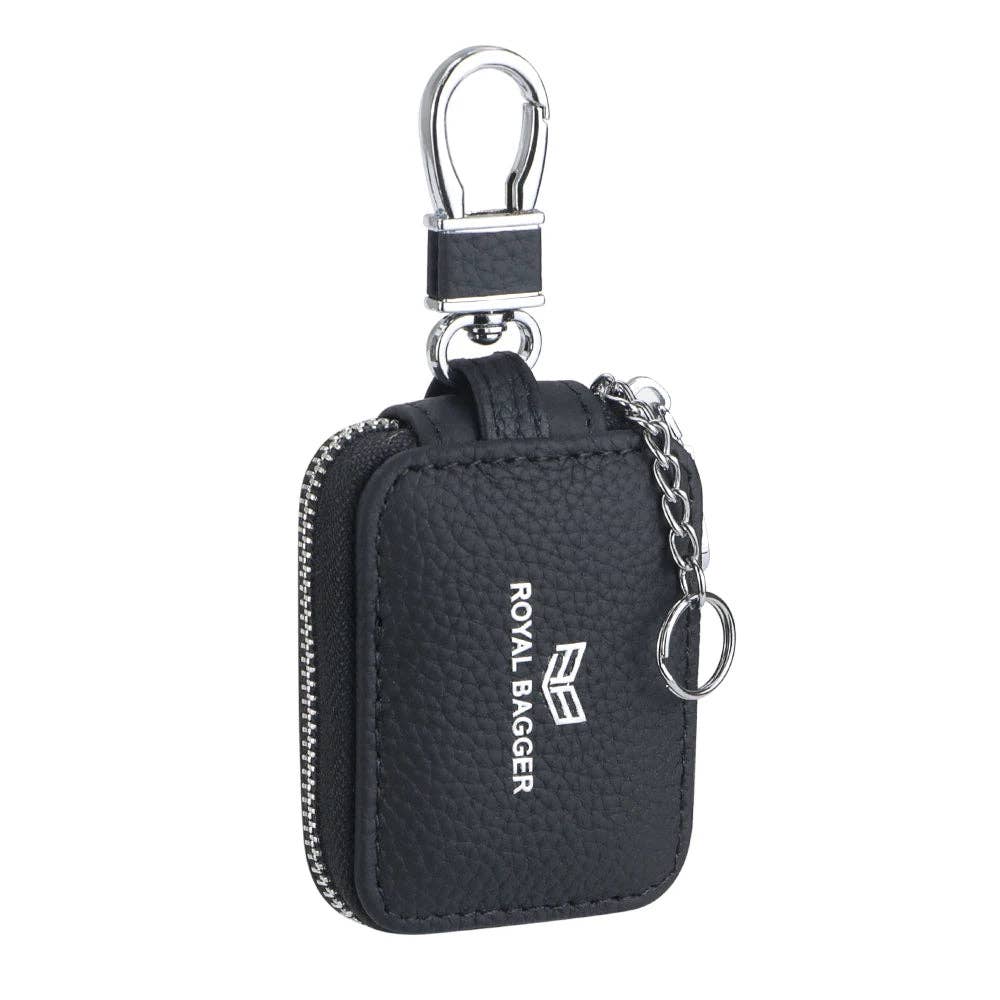 2901 Leather Earphone Pouch with Keychain: Light Grey