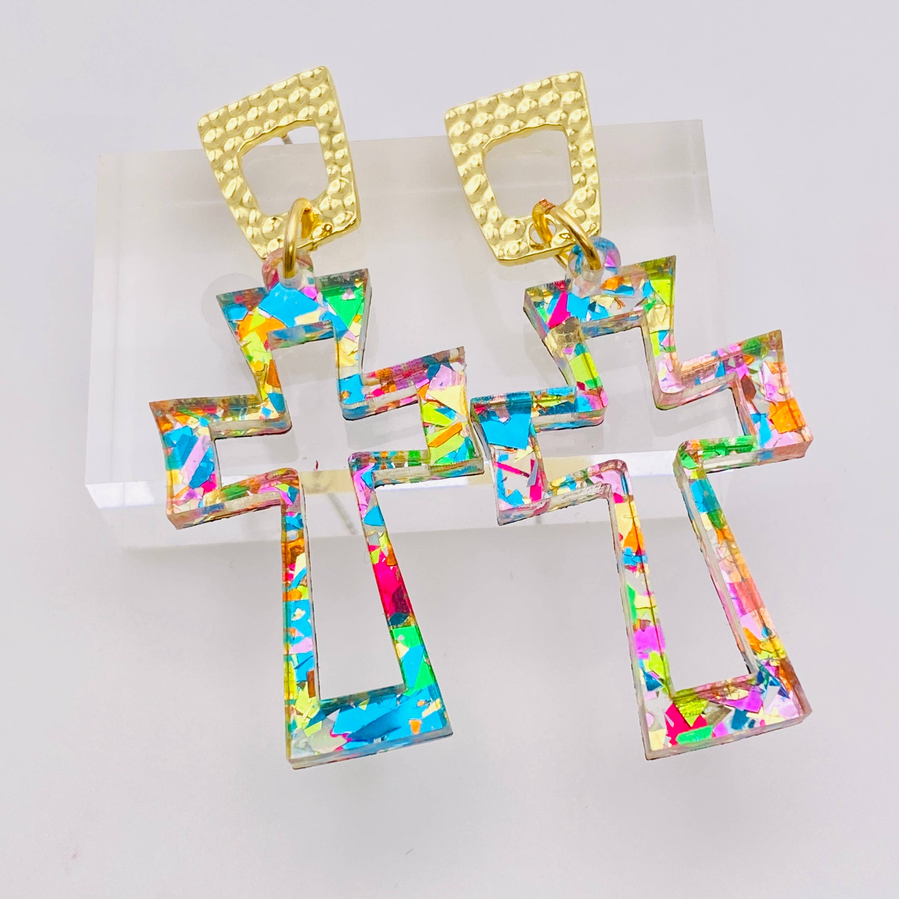 EASTER CRUCIFIX CHUNKY GLITTER EAR CANDY
