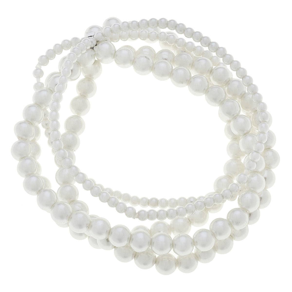 Theresa Multi Strand Pearl Stretch Bracelets in Ivory